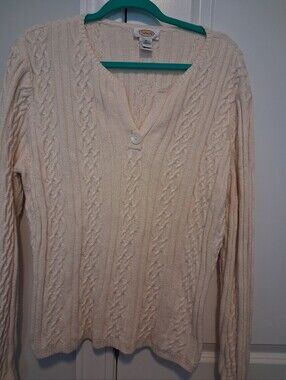 Talbots Cable Knit Classic Heritage Preppy Cozy Cotton Sweater XL
